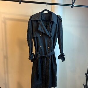 SHEIN Black Trench Coat with Belted Waist and Wide Lapel